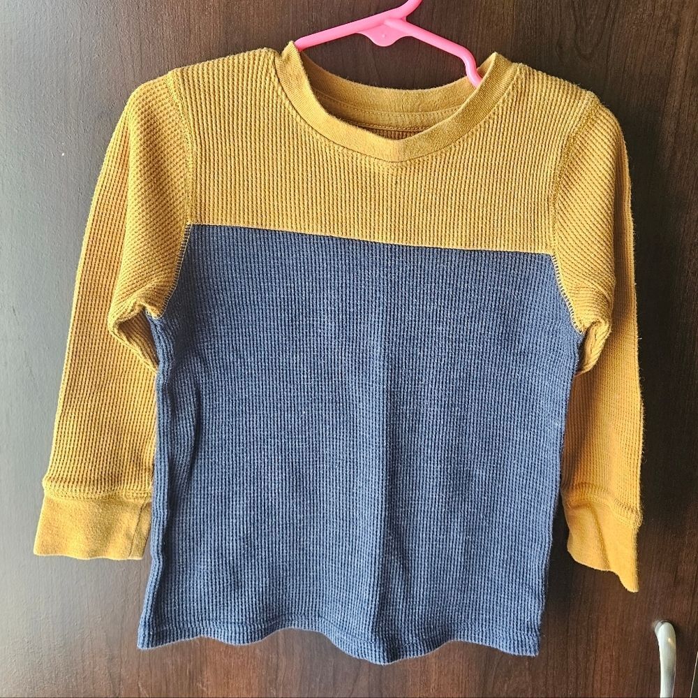 Cat & Jack Long Sleeve Shirt - Mustard and Navy